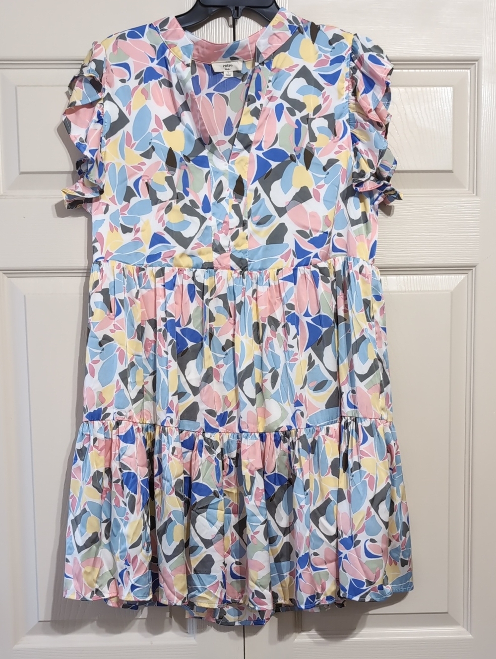entro Multi-Color Pastel Abstract Tiered Dress